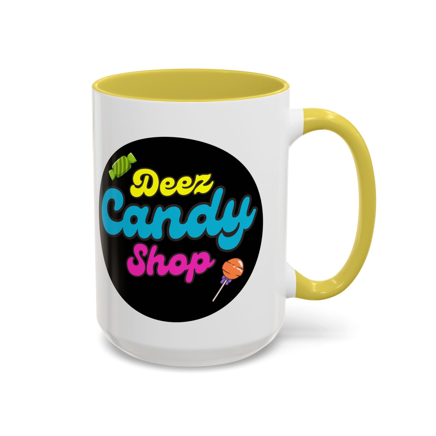 Deez Candy Shop Mug - 15 oz Green, Yellow or Blue